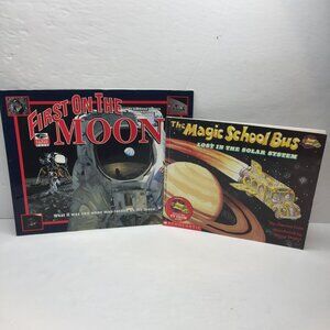 Lot 2 Kids Books First On Moon Magic School Bus Lost In Solar System Science PPB